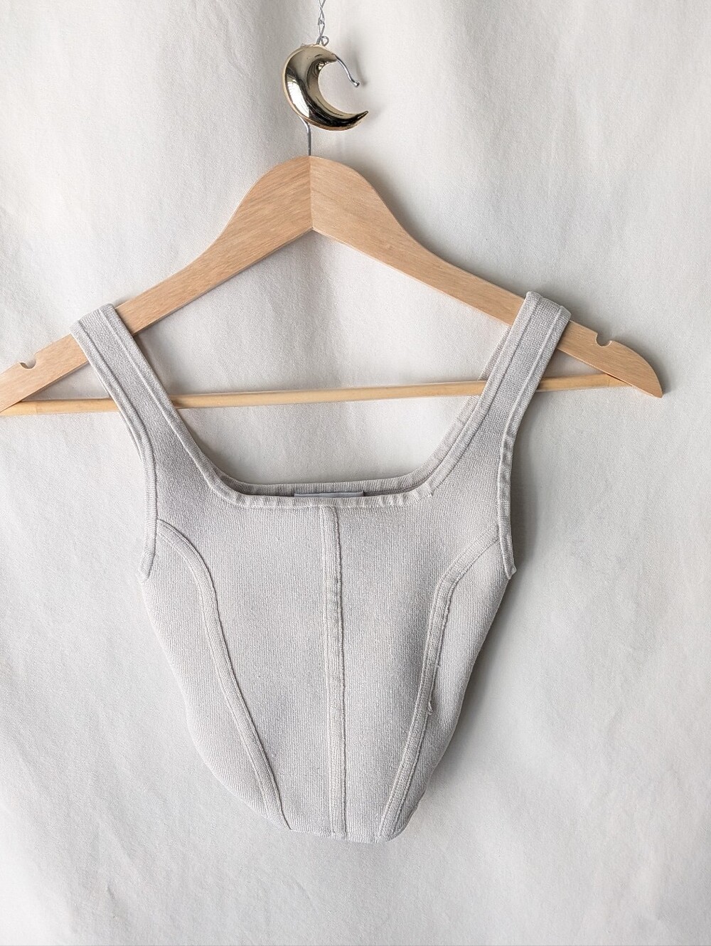 Babaton Aritzia Sculpt Knit Square Neck Tank Top Light Beige 2XS